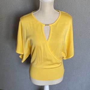 ) New York & Company Women's Top Size XS Yellow Blouse Wrap Front